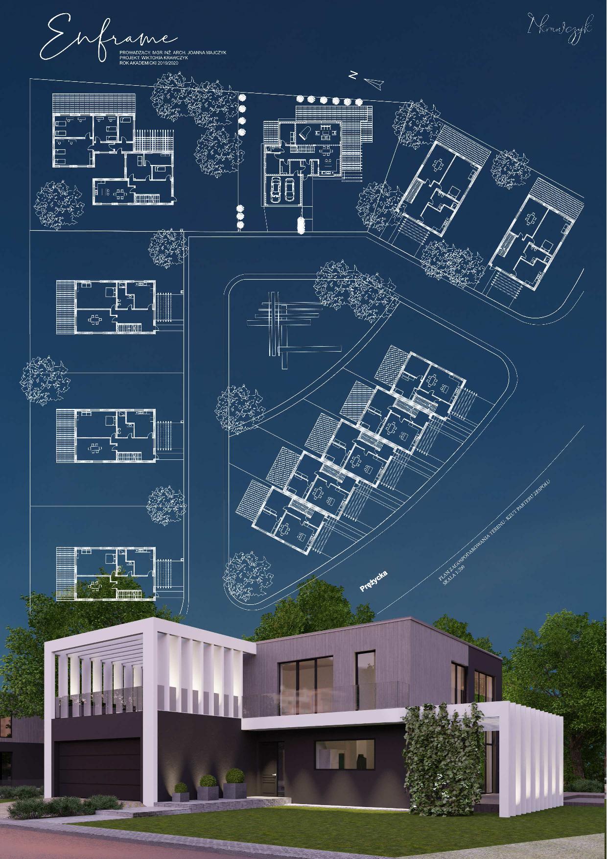 Plansz projektu osiedla domów jednorodzinnych